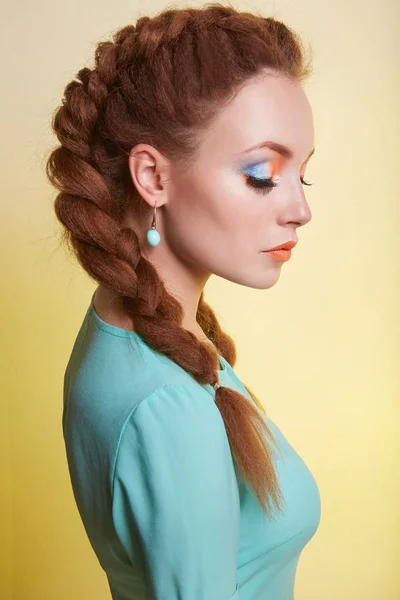 Beauty girl with braids hairstyle — Stock Photo, Image