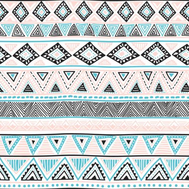Sorunsuz etnik köken. Geometrik parlak desen. Mavi, blac