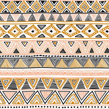Altın etnik seamless modeli. Kabile motifler. Siyah, pembe ve g