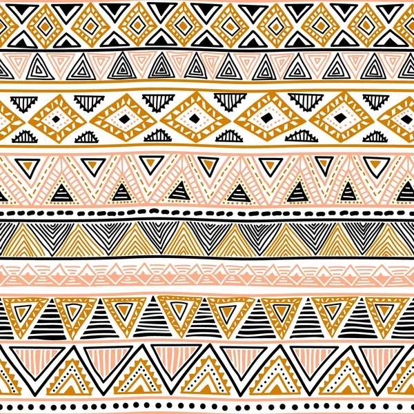 Goldene ethnische nahtlose Muster. Stammesmotive. schwarz, rosa und g — Stockvektor