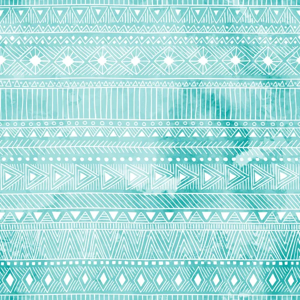 Geometrisches nahtloses Muster. blaue und weiße Farben. Aquarell — Stockvektor