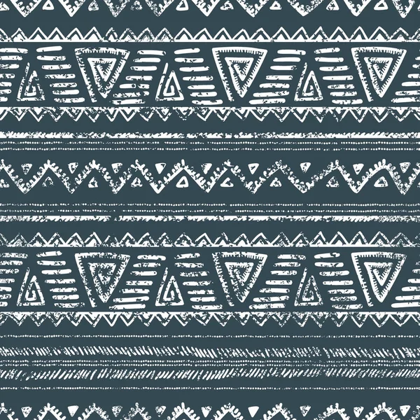 Vintage patrón étnico sin costuras. Color azul y blanco. Geométrico — Archivo Imágenes Vectoriales