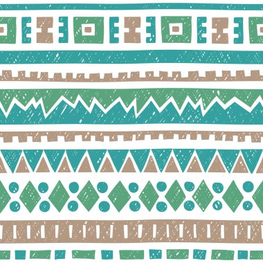 Kesintisiz geometrik desen. WHI üzerinde öğeleri mavi, yeşil ve gri