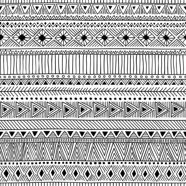 Seamless ethnic pattern. Black and white geometric ornament. Vec — Stock Vector