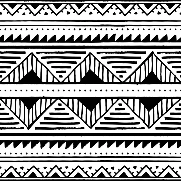 Seamless ethnic pattern. Black and white vector. — Stock Vector