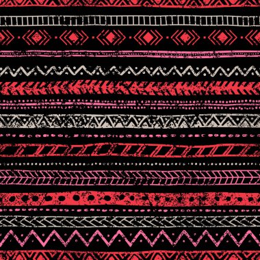 Dikişsiz vintage desen. Etnik ve kabile motifler. Grungy textu