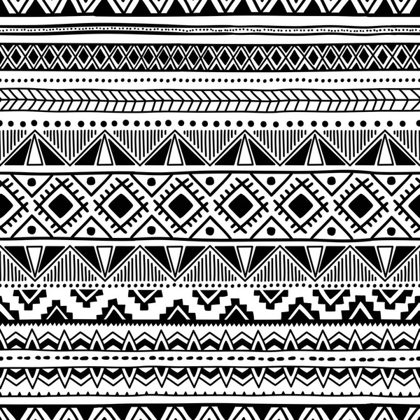 Nahtlose ethnische Muster. Schwarz-weißes geometrisches Ornament. pri — Stockvektor