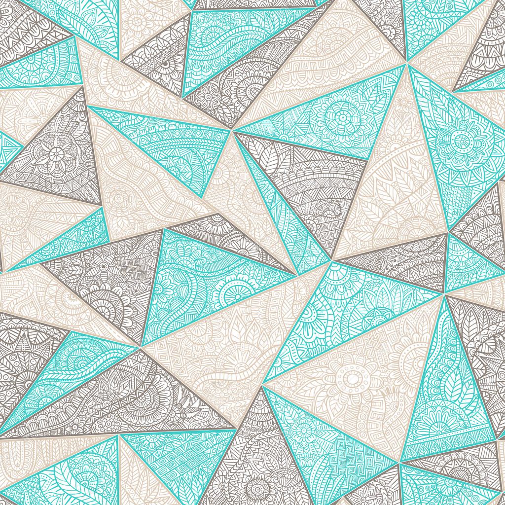 Seamless summer pattern patchwork. Zentangl with elements of flo