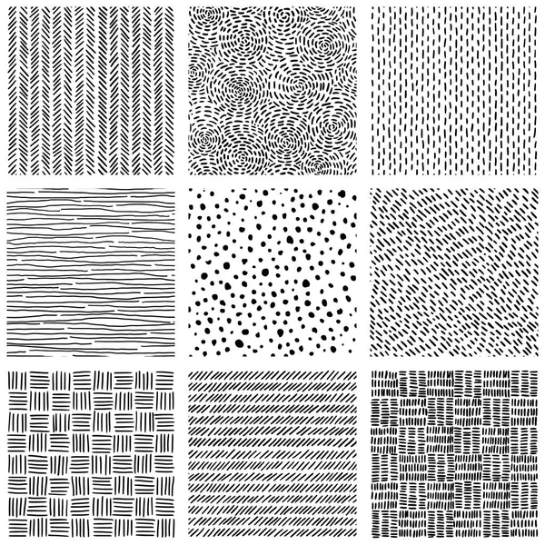 Dikişsiz desen koleksiyonu. Siyah ve beyaz baskılar f kümesi