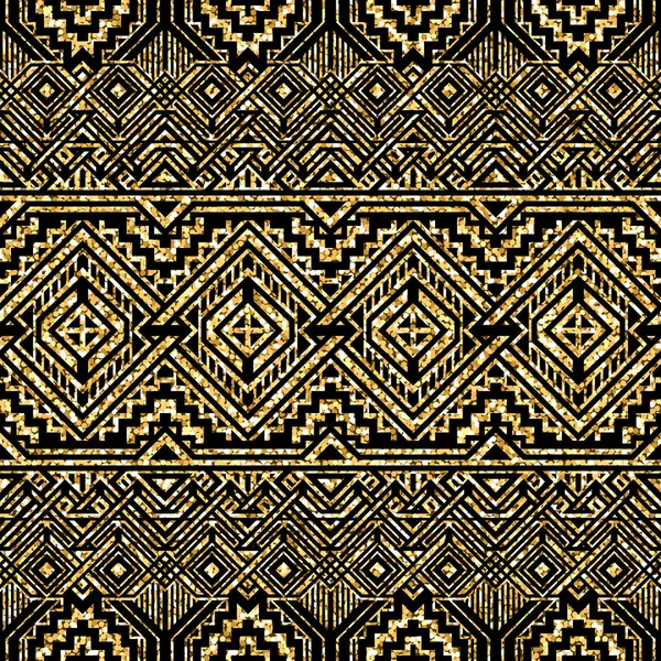 Ornamento dourado sem costura. Impressão geométrica. Etnia e tribal m —  Vetores de Stock