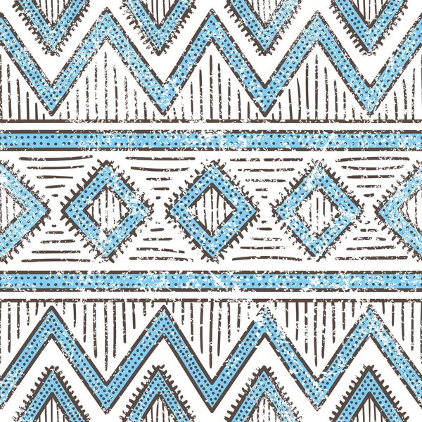 Nahtlose ethnische Muster. Azteken- und Stammesmotive. Grunge-Textur — Stockvektor