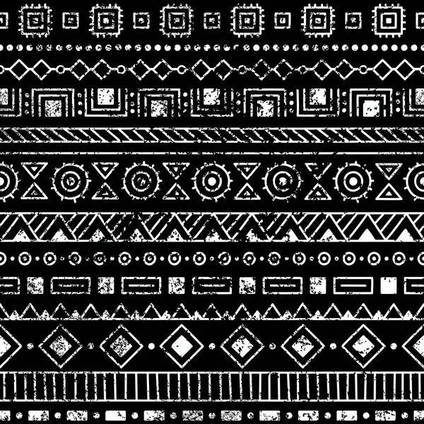 Modèle ethnique sans couture. Motifs tribaux et aztèques. Texture grunge — Image vectorielle