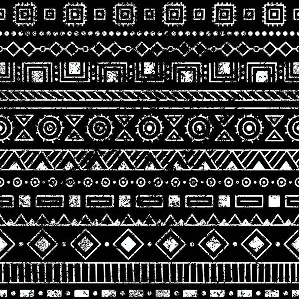 Seamless ethnic pattern. Tribal and aztec motifs. Grunge texture — Stock Vector