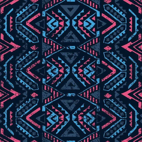 Un model geometric fără sudură. Motivele etnice şi tribale. Grunge tex — Vector de stoc