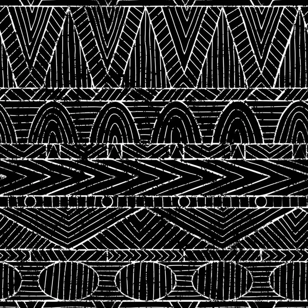 暗いの幾何学的なシームレスな印刷。グランジ テクスチャ。民族・部族 — ストックベクタ