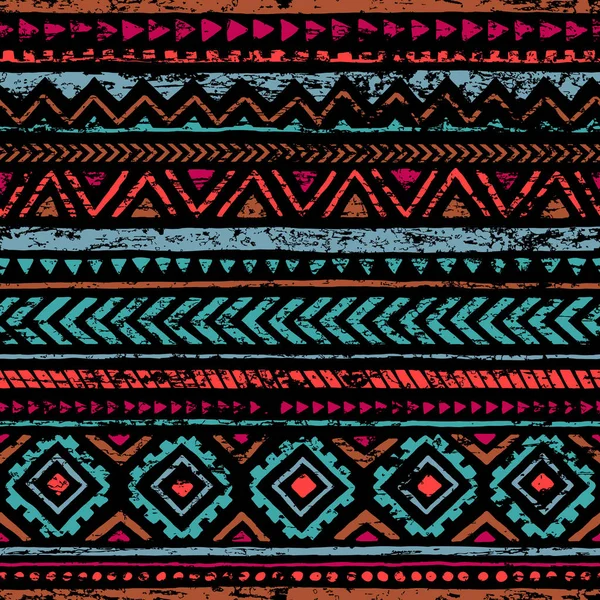 Modèle vintage sans couture. Texture grunge. Moti ethnique et tribal — Image vectorielle