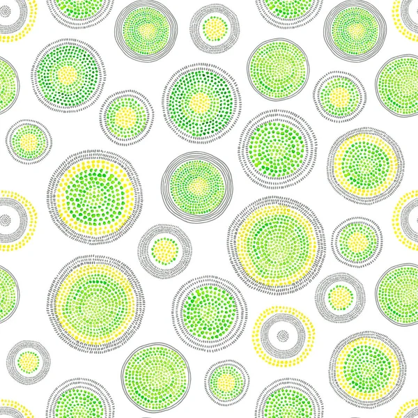 Bright seamless pattern. Watercolor. Green, yellow, gray and whi — Stock Vector