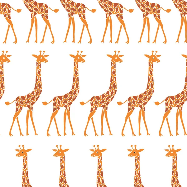 长颈鹿-无缝模式。在白色背景上的可爱的小动物. — 图库矢量图片