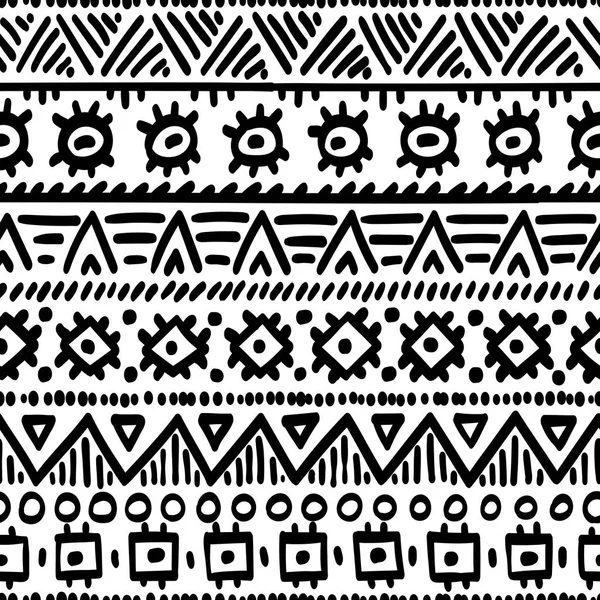 Ethnisch nahtlose Muster. schwarzes Ornament auf weißem Hintergrund. han — Stockvektor