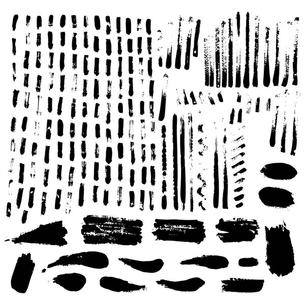 Large set of ink textures. Brush strokes - grunge background. Tr