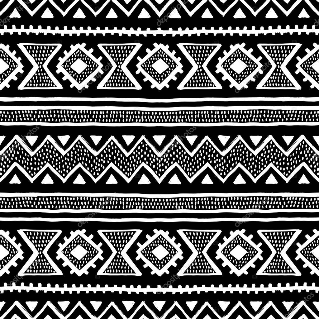 Seamless ethnic and tribal pattern. Handmade. Horizontal stripes