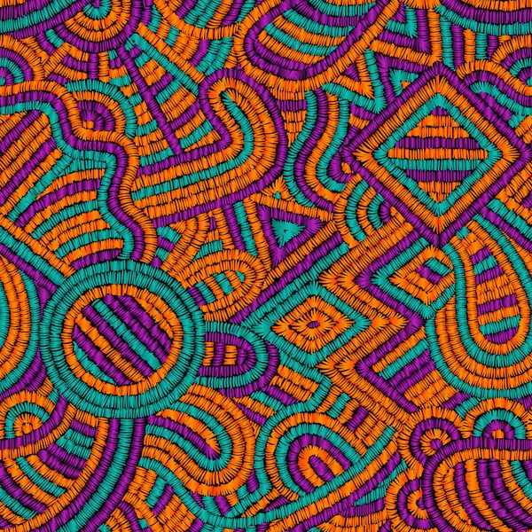 Nakış - sorunsuz süsleme. Siyah bir backgro üzerinde renkli çizgiler