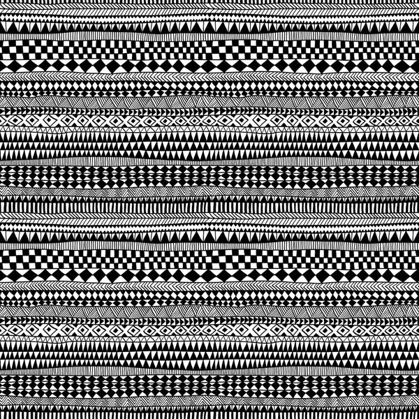 Nahtlose ethnische und Stammesmuster. Handgemacht. horizontale Streifen — Stockvektor