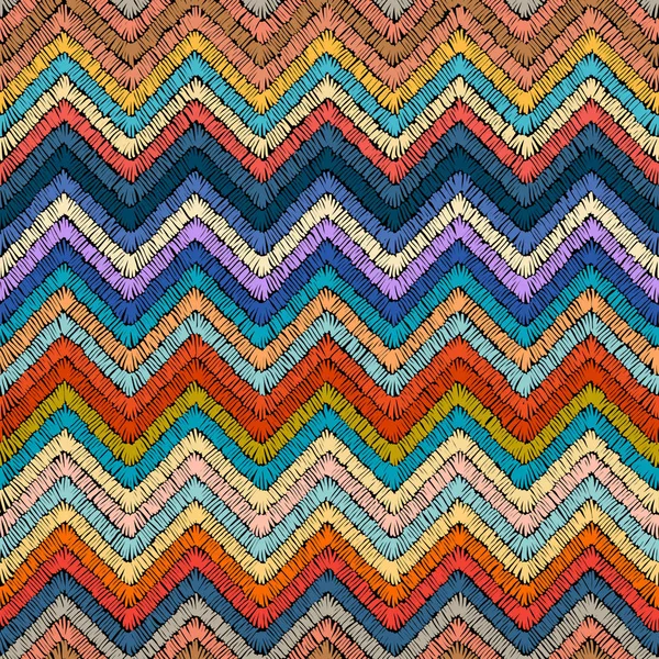 İşlemeli seamless modeli. Renkli süs. Çizgili backgro