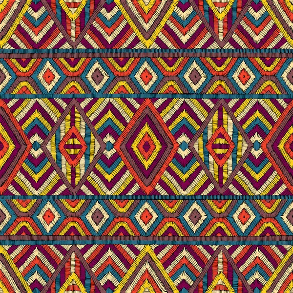 Patrón geométrico sin costura bordado. Adorno para la alfombra . — Archivo Imágenes Vectoriales