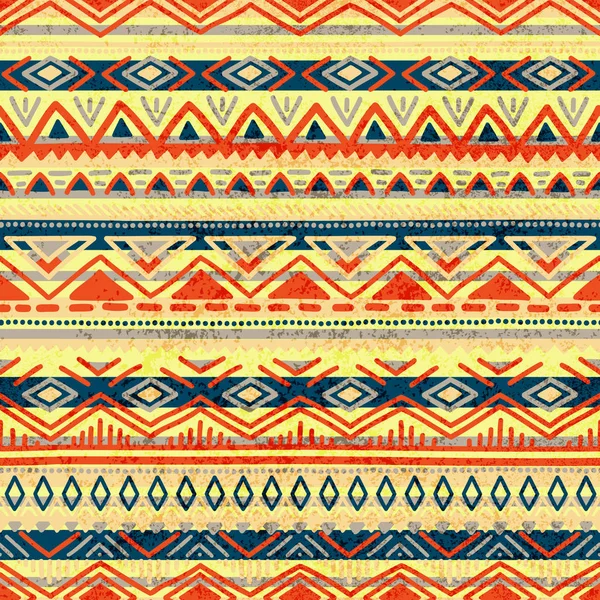 Padrão sem costura étnica. Motivos astecas e tribais. Textura grunge —  Vetores de Stock