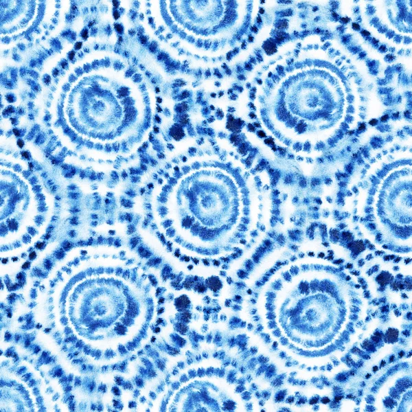 Seamless white-blue shibori pattern. Bright watercolor print for — Stock Photo, Image