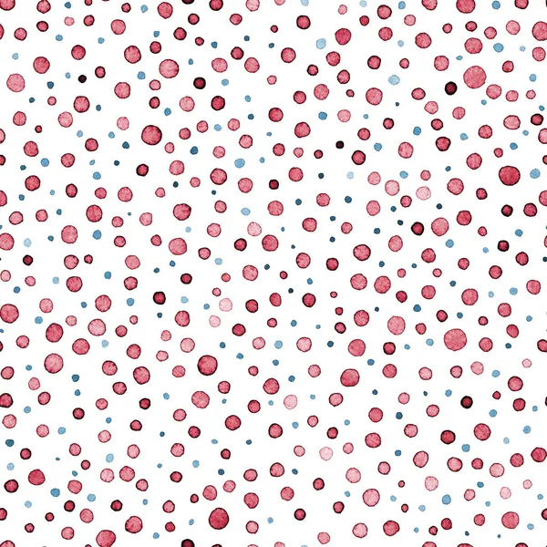 Cute Watercolor Seamless Pattern Blue Pink Dots White Paper Print — Stock Photo, Image