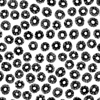 Siyah ve beyaz pürüzsüz desen. Tekstil için güzel el çizimi karalama izi..