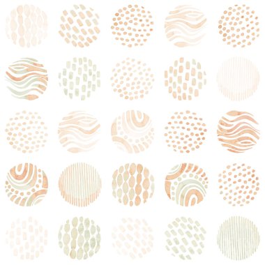 Tatlı, dikişsiz suluboya deseni. Beyaz arkaplanda suluboya topları.