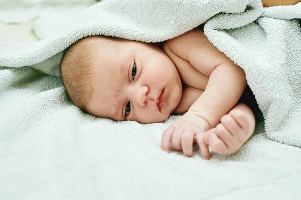 Retrato de uma menina recém-nascida. Dormir, close-up — Fotografia de Stock