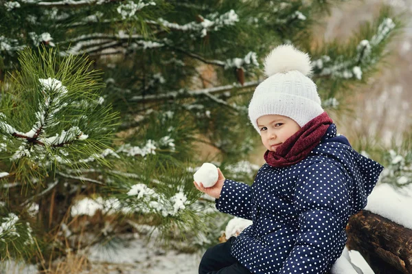 Kleines Mädchen Auf Einem Winterspaziergang — Stockfoto