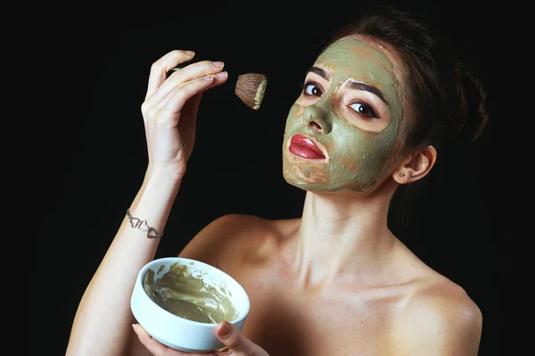 Young Woman Cosmetic Mask Her Face — Stock Photo, Image