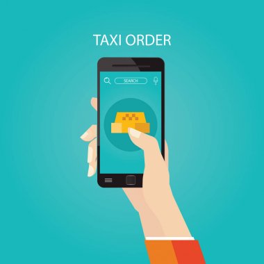 Rezervasyon taksi yolu ile mobil app modern vektör çizim