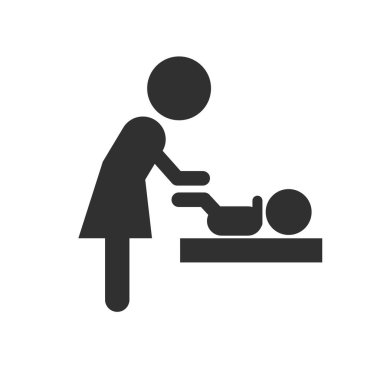 Modern vector illustration of Mother's room sign. Icon of Changing diapers. Woman with Children. Pictogram for wc. Icon for Restroom.