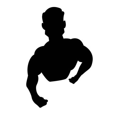 Vücut geliştirme silueti vektörü. Fitness logosu, etiket, amblem fitness kulübü ve spor salonu için resim