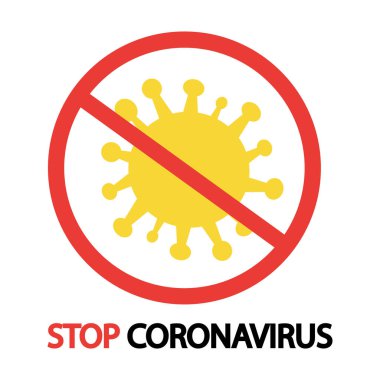 Coronavirus salgını covid-19 ikonunu durdurun. Coronavirüs salgını. Tehlike ve halk sağlığı risk hastalığı. Coronavirus 'a karşı sosyal kampanya. Dikkat ncov-19 'u imzala.