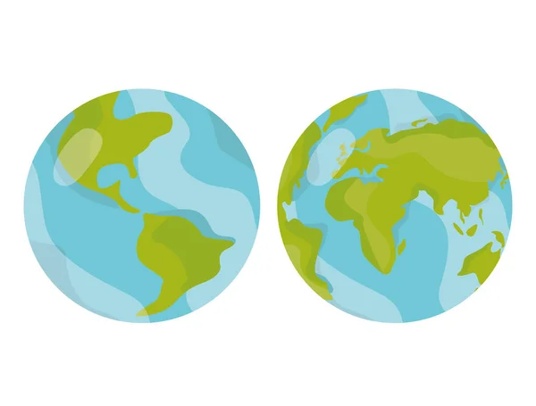 Twee kanten van de aardbol. Abstracte wereldkaarten met twee kanten. Vector illustratie geïsoleerd op witte achtergrond. — Stockvector