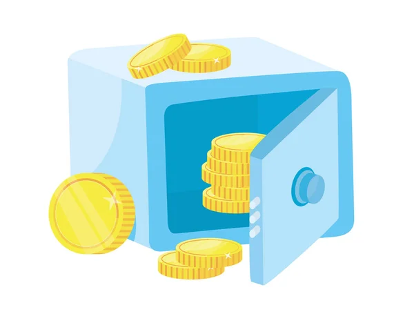 Mynt pengar vektor illustration. Högen med staplade guldmynt. Isolerad på vit bakgrund. — Stock vektor