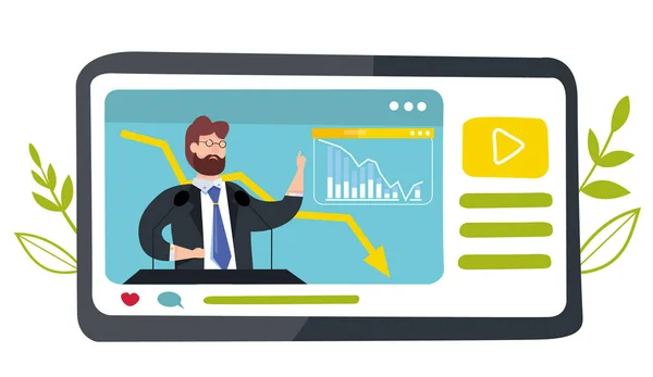 Ilustración vectorial de noticias de última hora sobre la crisis financiera mundial. Transmisión en vivo. Transmisión. El colapso de la economía. Bancarrota. Gráfico de existencias de flecha abajo. La economía del mercado de valores se derrumba. Depresión . — Archivo Imágenes Vectoriales