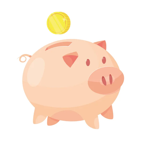 Piggy bank com moedas e ilustração vetorial de dinheiro. Conceito de poupança de dinheiro. Protecção de dinheiro. Banner de poupança financeira. Investimento em dinheiro. Depósito . —  Vetores de Stock