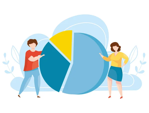 Ilustración vectorial análisis financiero. Plantilla para la planificación de negocios. Herramienta de análisis financiero. Analista de mercado. Trabajadores de oficina están estudiando la infografía . — Vector de stock