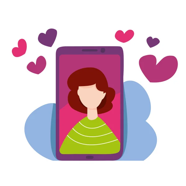 Mobilní aplikace pro online randění. Komunikace a vztah. Koncept sociálních médií. Vektorová ilustrace. — Stockový vektor
