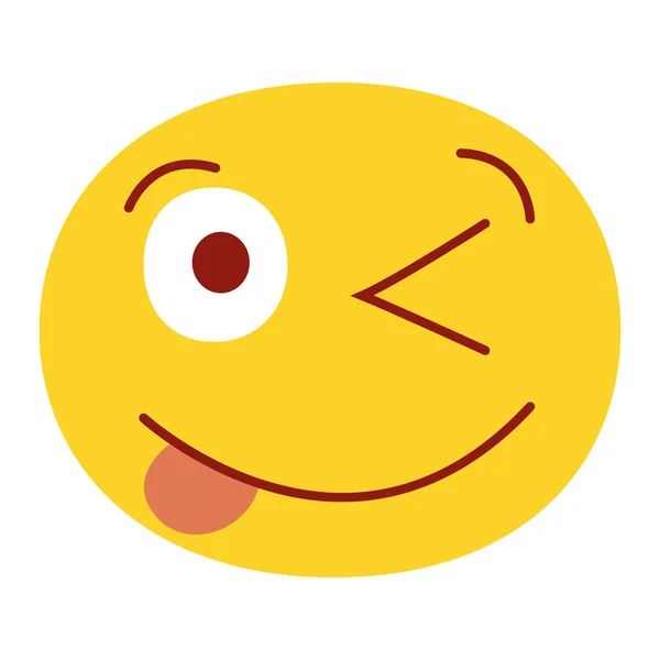 Sorriso piscando com a ilustração do vetor da língua. Engraçado e feliz bonito emoji rosto . —  Vetores de Stock