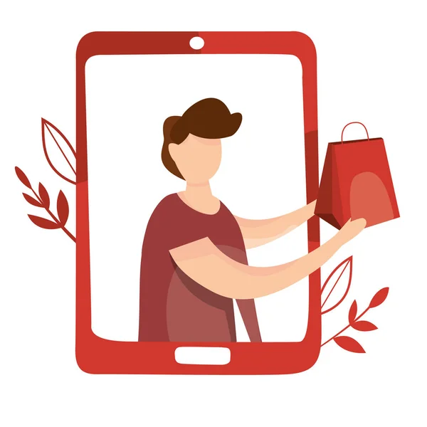 Vector illustration of delivery service concept. Fast and free delivery. Mobile app. Safety contactless delivery during quarantine. Courier delivered the order to the home or to the office. Stock Illustration