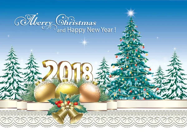 2018 Christmas card with a Christmas tree